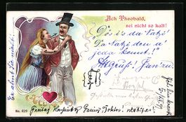 Litho Frau bittet ihren Mann Theobald, s