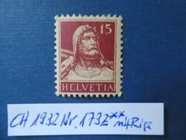 CH 1933 Nr. 173z postfrisch ** mit feinem Riss oben