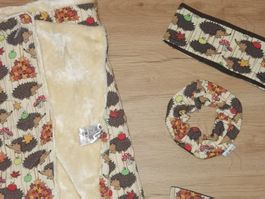 Babauba Handmade Kuschel Schal, Stirnband, Haargummi Igel