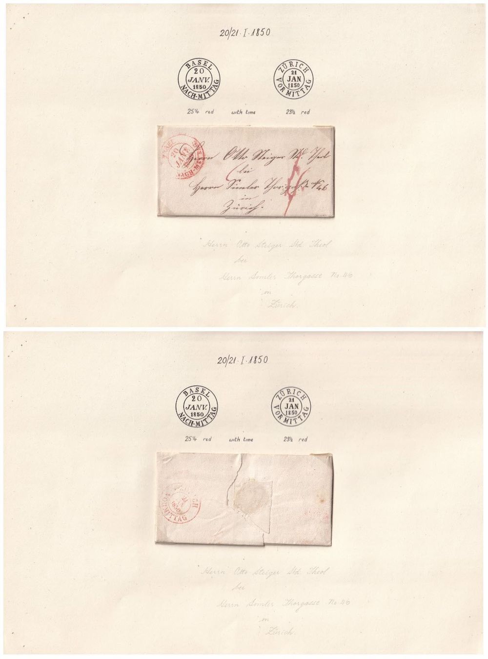 Tutti i francobolli: 1850 Faltbrief BASEL - ZÜRICH – Usato da Endingen venduto da haifu