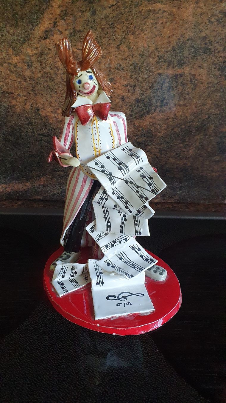 Statuette: Keramik Clown Figur, Orchester Dirigent – Usato da Meilen venduto da DodoSchubi
