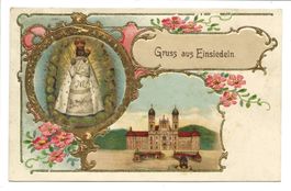 Gruss aus Einsiedeln (SZ) Kloster - Schwarze Madonna - Litho