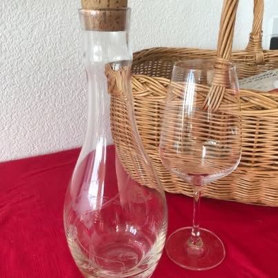 Caraffe: Glaskaraffe mit Korken Gravur – Usato da Männedorf venduto da cht_th
