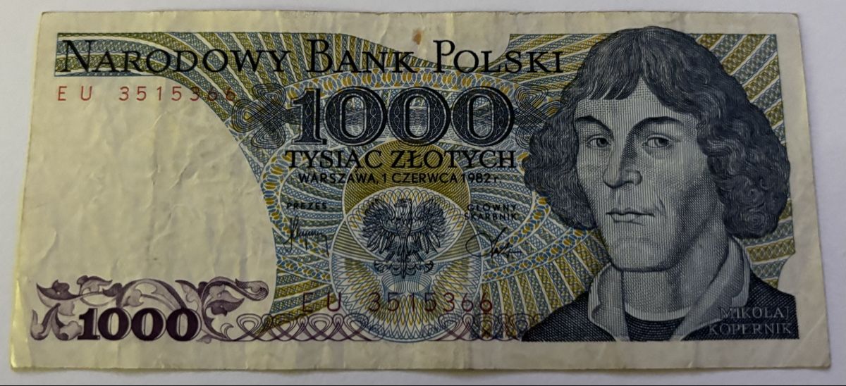 Banknoten: Polen 1000 Zlotych 1982 – Gebraucht aus Algetshausen von Carrhard
