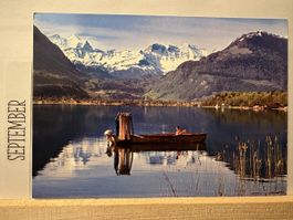 AK von Sarnersee mit Giswil und Bergpanorama