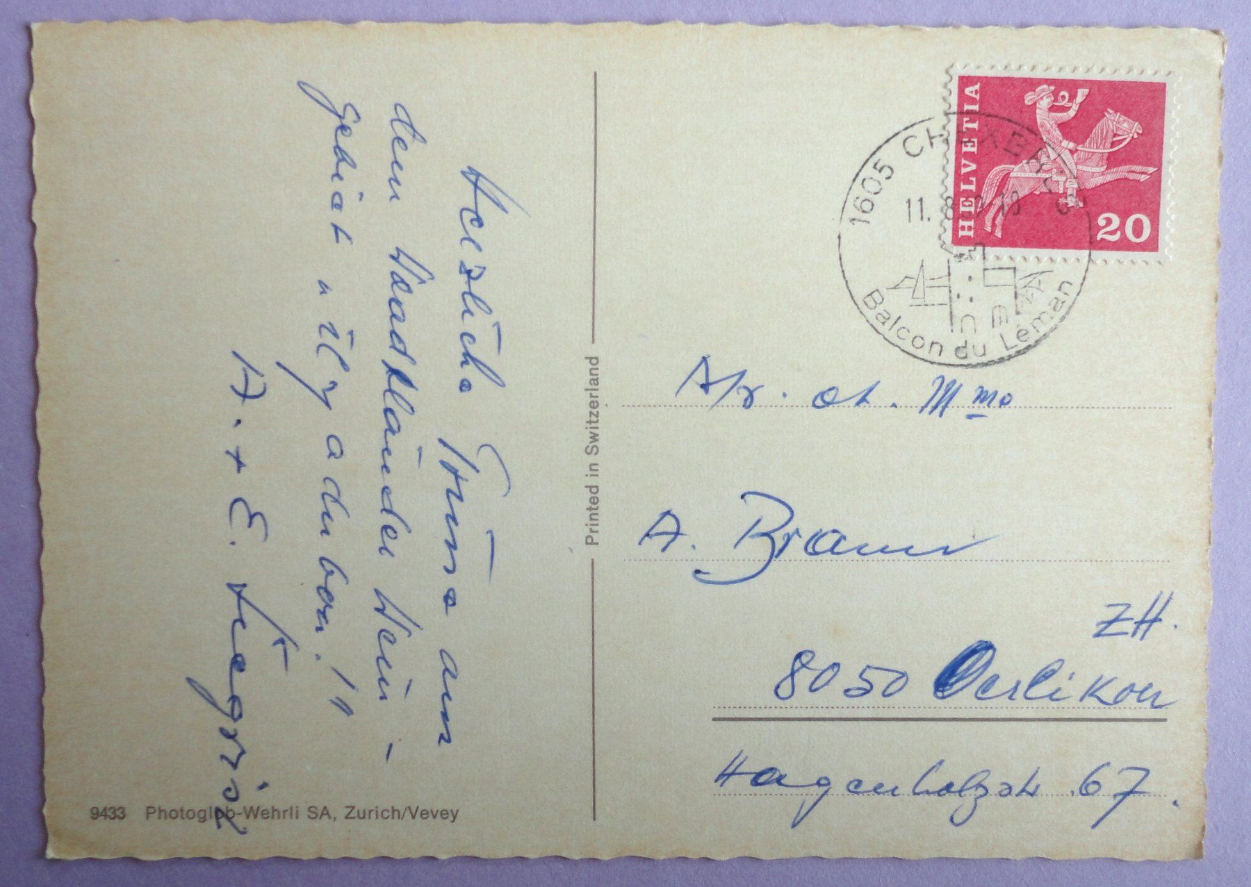 Ansichtskarten: Souvenir du Lac Léman – Gebraucht aus Fétigny von Billy2miny 1