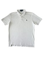 Polo Ralph Lauren blanc logo brodé bleu marine - L
