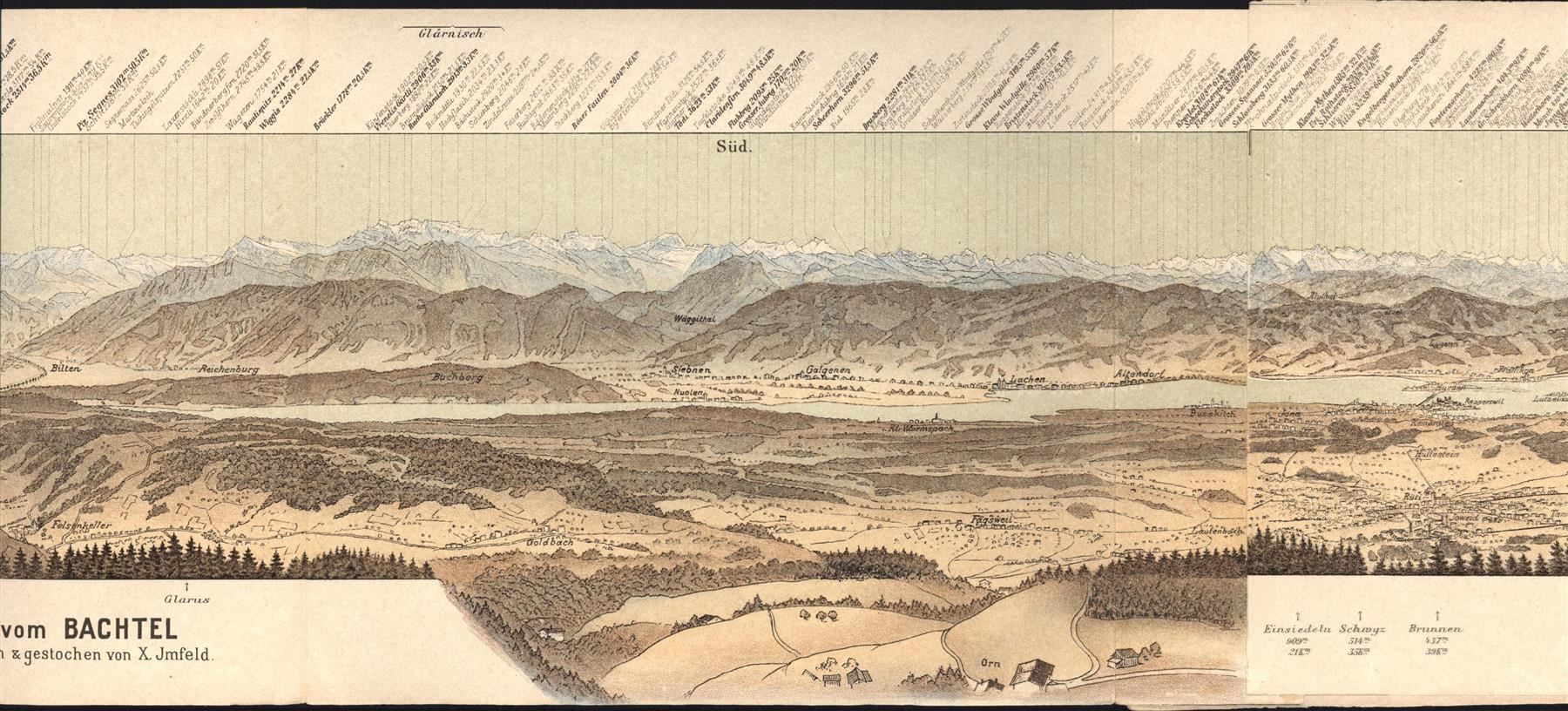 Gravures: Bachtel Panorama von Imfeld – D'occasion à Rafz par Helvet32