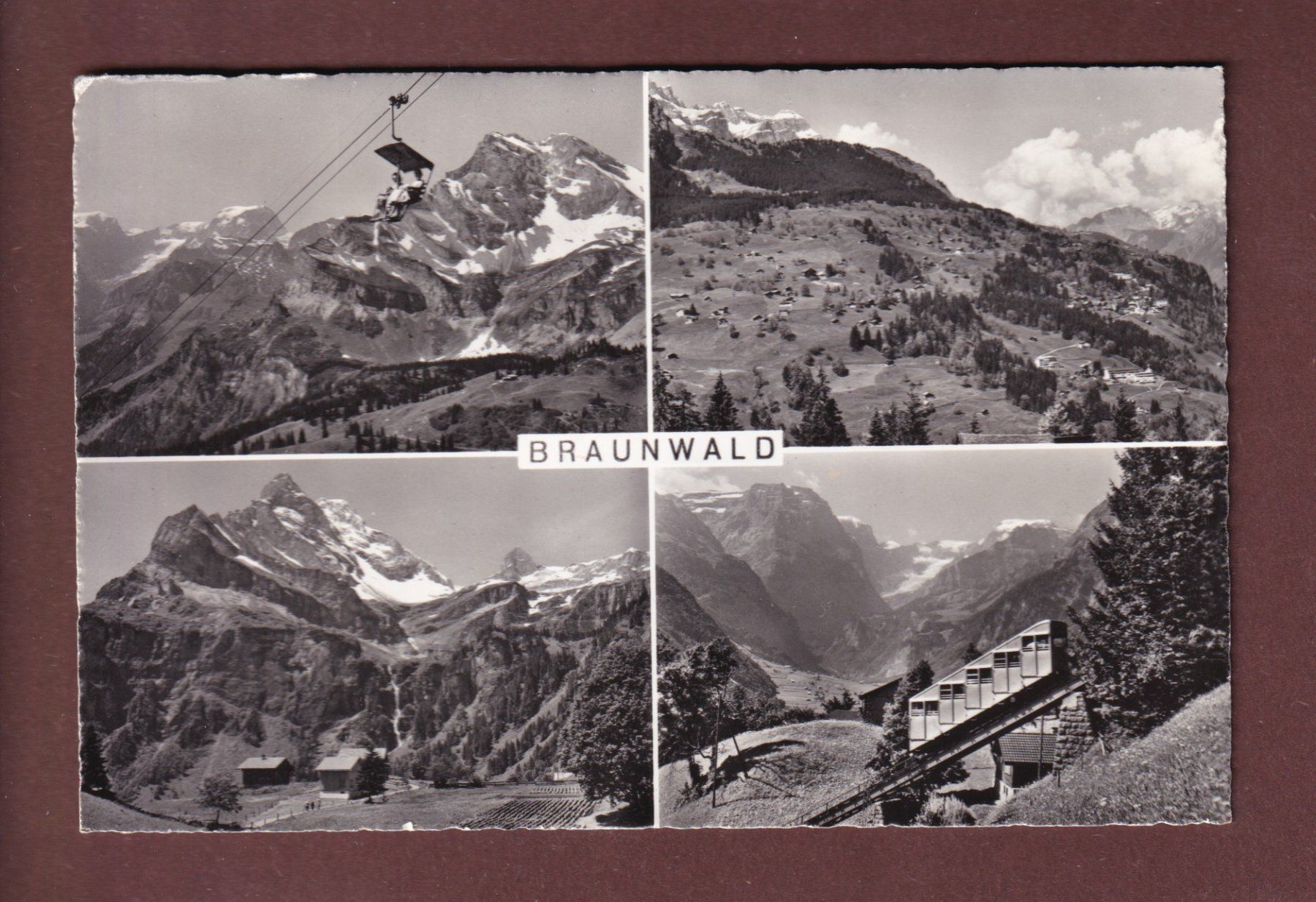 Cartoline postali: BRAUNWALD - 4 Bilder - 1961 – Usato da Pully venduto da nicecards-shop