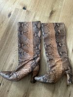 Snakeskin look Boots, Block Heel 8cm