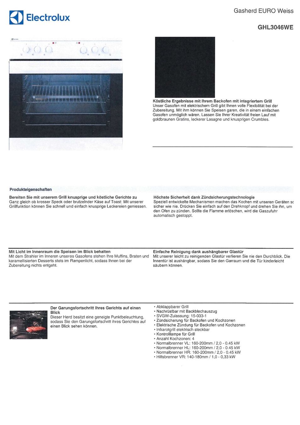 Electrolux Cucine: Electrolux Herd GHL3046WE - Top Zustand. – Nuovo (secondo la descrizione) da St. Gallen venduto da VISIO_Haushalt_AG 3
