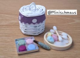 Handgeflochtener Wäschekorb mit Beauty Set, auch für Maileg