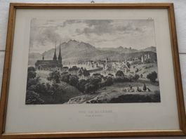 Historische Lithographie "Vue de Lucerne" um 1825