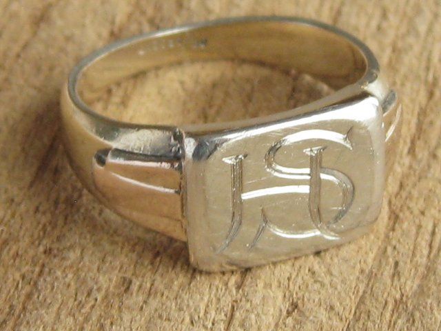 Anelli: Antik Ring Silber geprüft teilvergoldet Monogramm SH / Gr.59 – Usato da Ermatingen venduto da Decovin 7