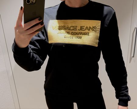 VERSACE JEANS COUTURE Sweatshirt Schwarz Gold Unisex M Pulli