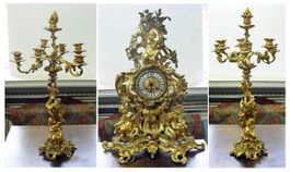 Antike Feuervergoldete BRONZE UHR 19 Jh.