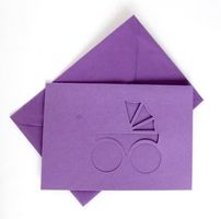 Karte A6 violett Kinderwagen (14Stk.)