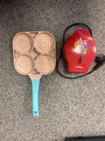 Pfannenset und Waffeleisen Kinder Motiv gebraucht