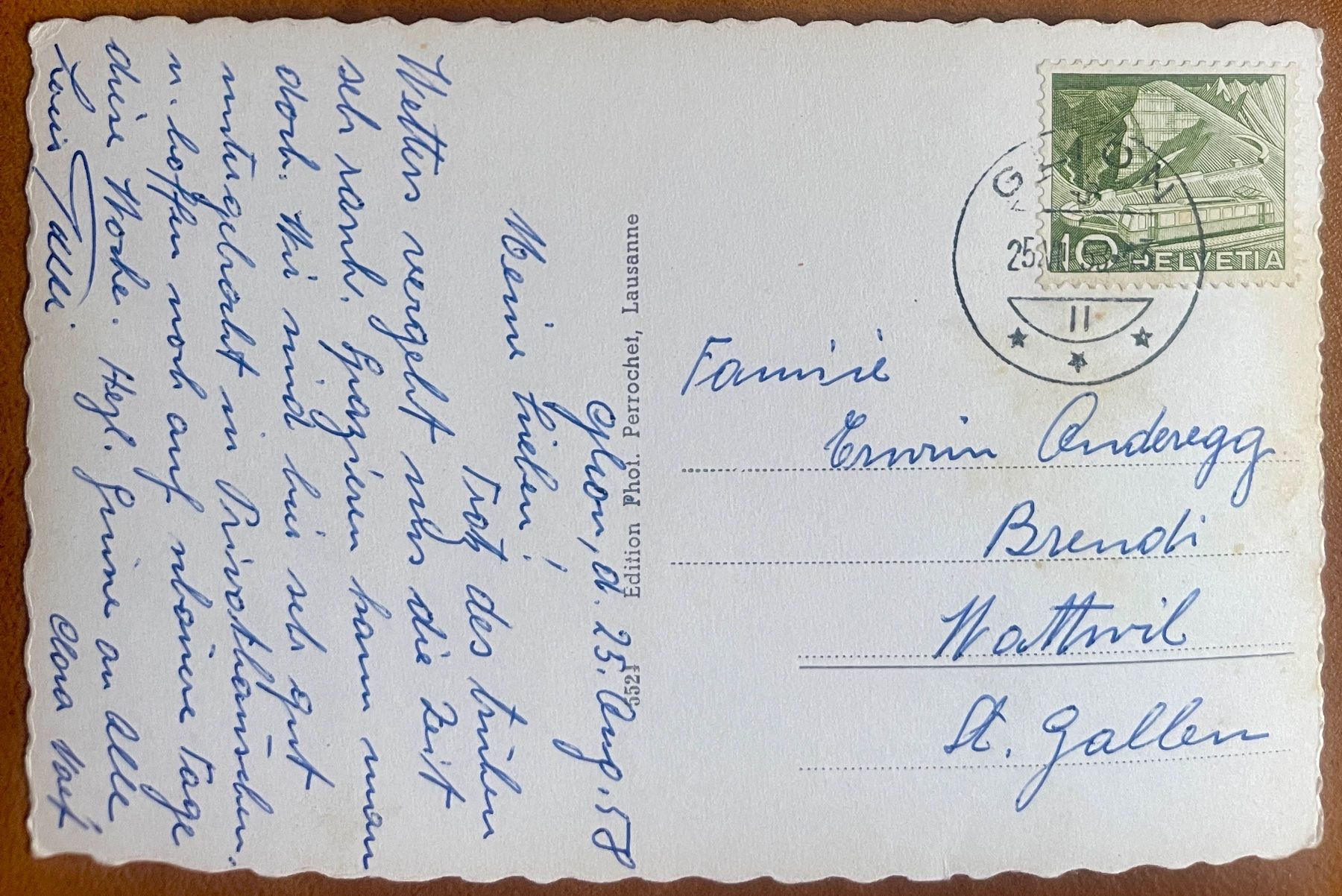 Cartoline postali: GLION - Multi-vues avec train 1958 – Usato da Lutry venduto da Ediego 1
