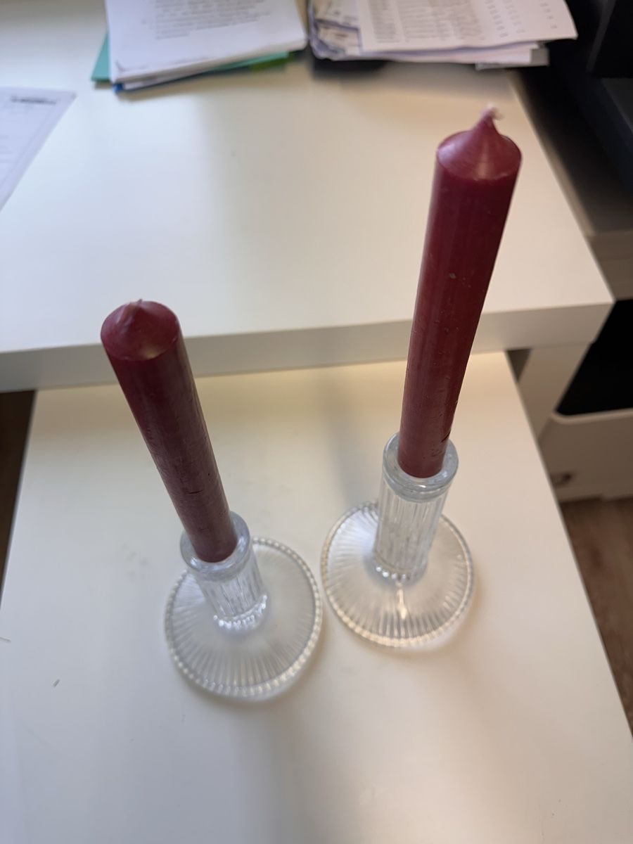 Interio Portacandele: 2er Set Glas Kerzenständer + 2 rote Kerzen, neu – Nuovo (secondo la descrizione) da Oberurnen venduto da jasmin2fel 1