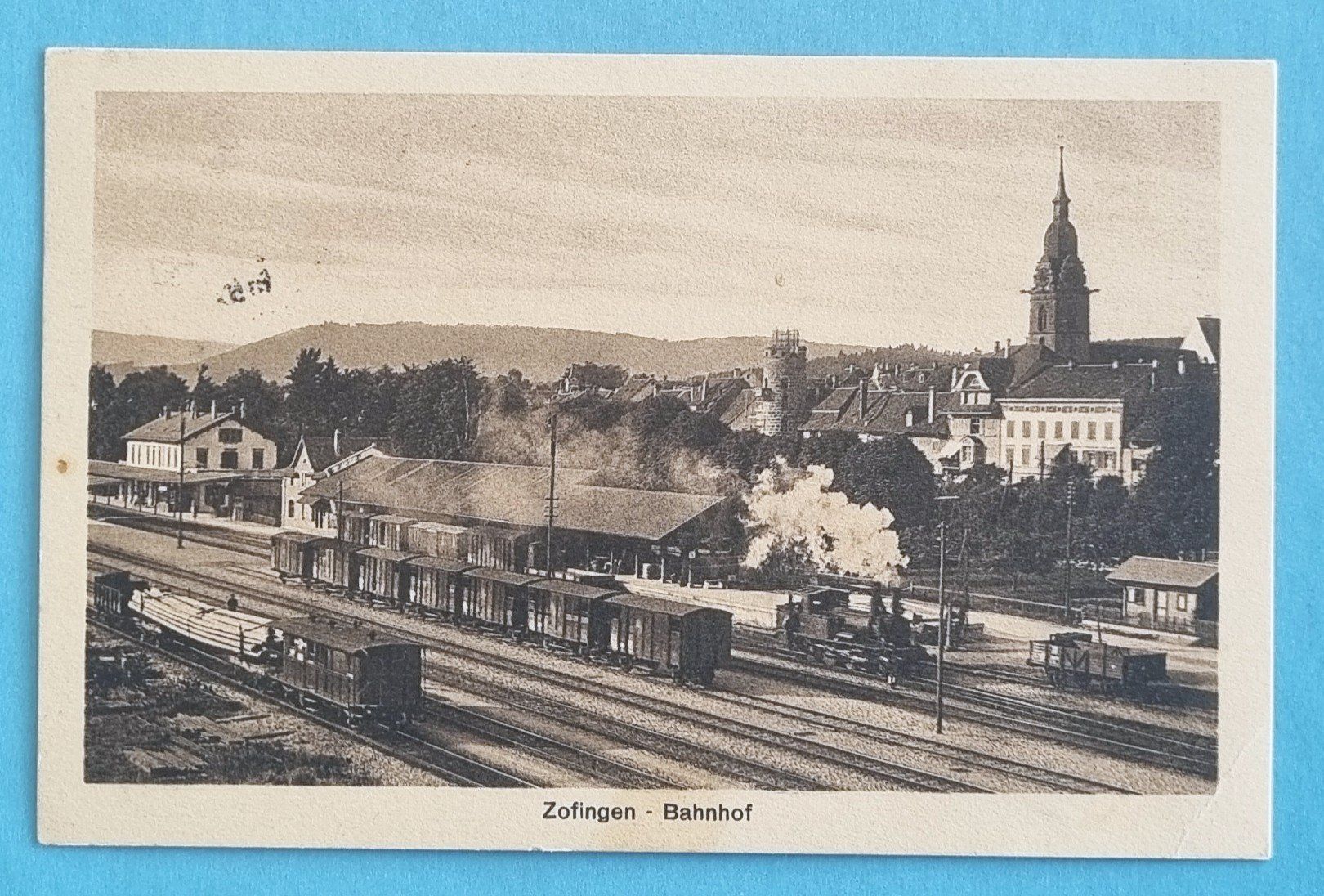 Ansichtskarten: Zofingen - Bahnhof - Güterbahnhof - Dampflok - 1917 – Gebraucht aus Rothrist von RROENK