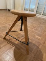 Drehhocker Holz mit Metallgestell höhenverstellbar gebraucht