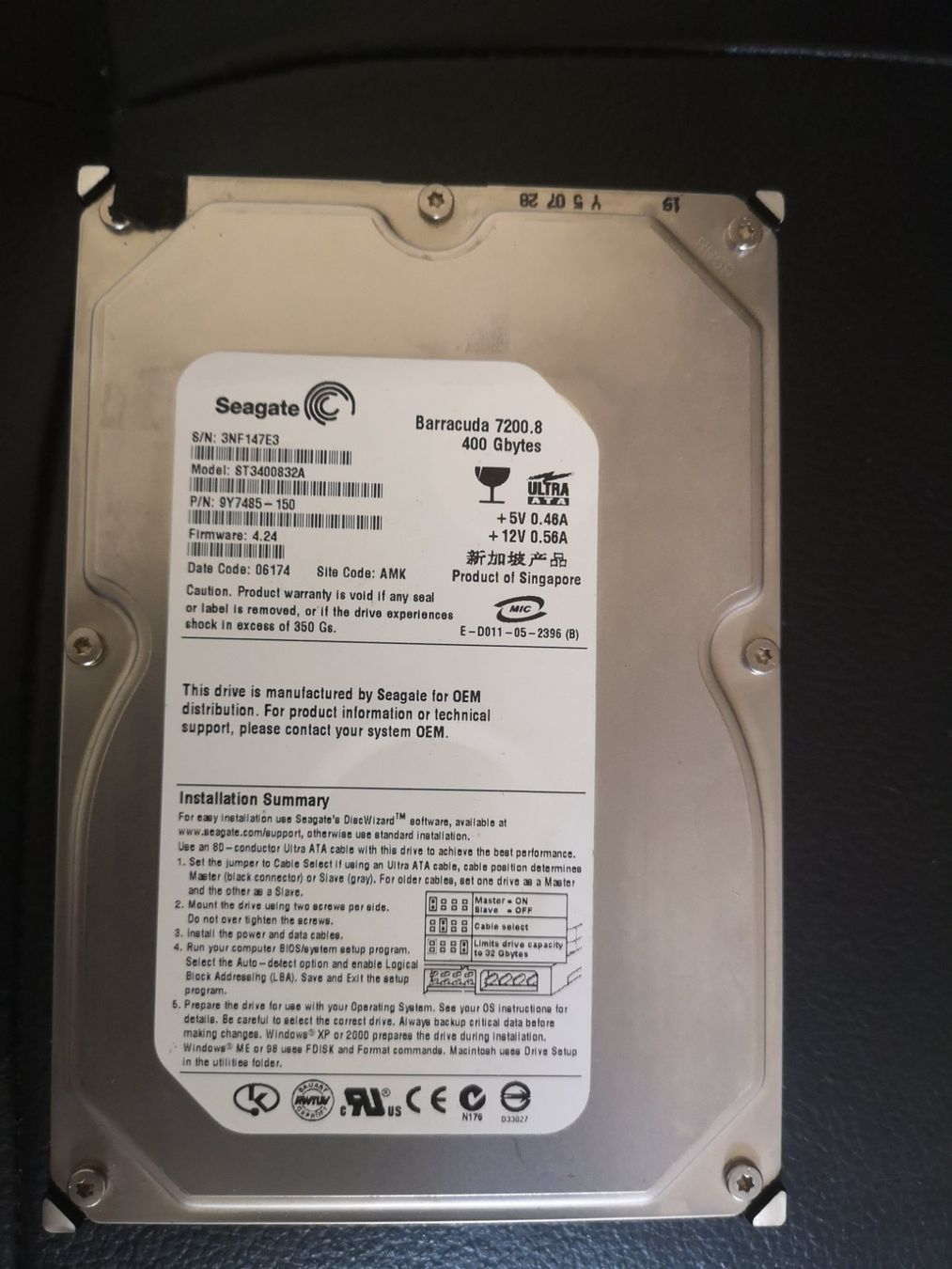 Seagate Disques durs: Disque dur Seagate IDE 400GB – D'occasion à Lausanne par Gls_j