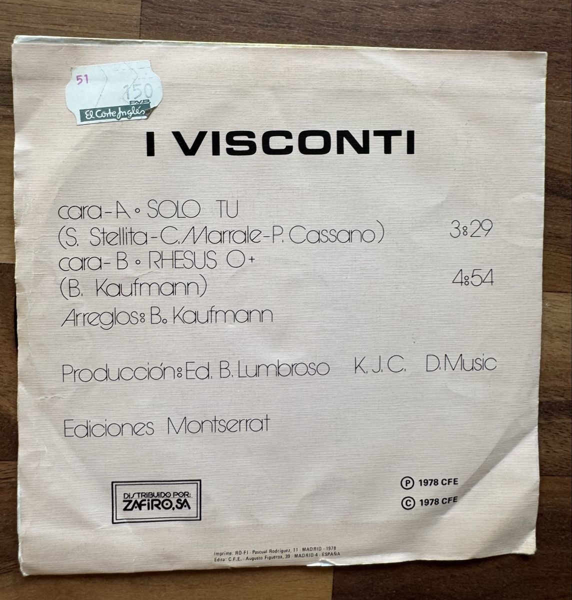 Schallplatten: I Visconto - Solo Tu - 7" Single - 70s – Gebraucht aus Rorbas von BlackstarRecords 1