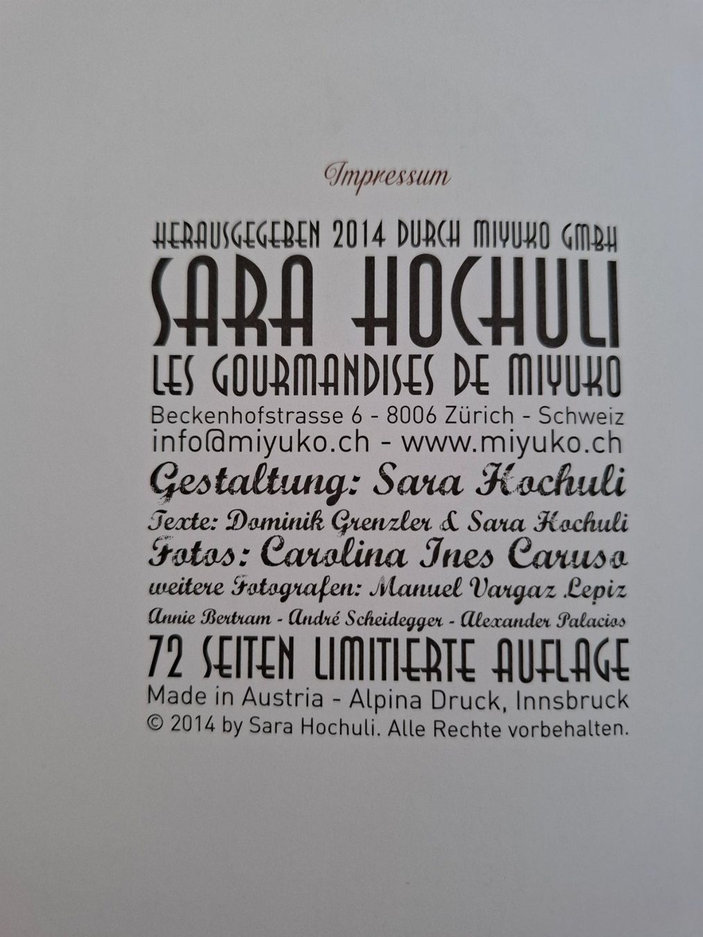 Libri: Sara Hochuli: Les Gourmandises de Miyuko, Backbuch – Usato da Grüningen venduto da jadranko 1