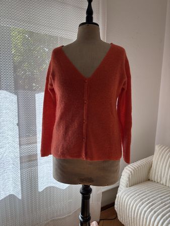 Sézane Barry Cardigan Tangerine Gr. S – Mohair & Alpaka