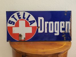 Vintage Emailschild Stella Drogen Drogerie Apotheke Ausleger