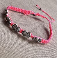 Pinkes Armband mit Eulen-Motiven, Handmade