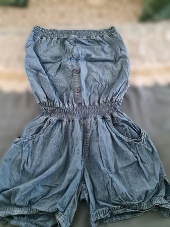 Denim Jumpsuit, leichter Stoff Onepiece Einteiler Combishort