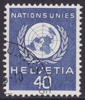 Dienstmarke ONU SBK-Nr. 25 (UNO-Signet 1955) gestempelt