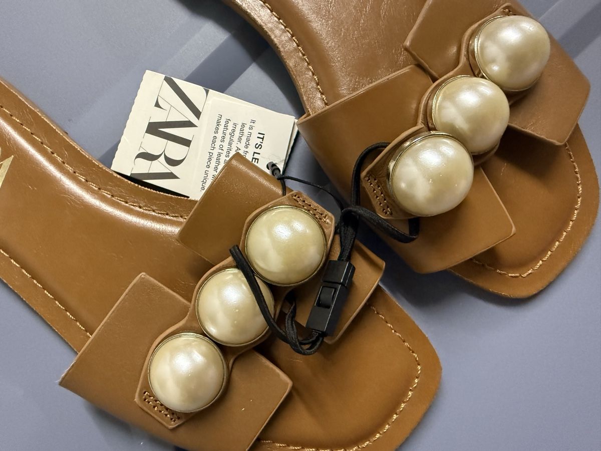 Zara Scarpe da donna: Zara leather flat pearl sandals, new, size 38 – Nuovo e nell'imballaggio originale da Zürich venduto da EShopping81 4