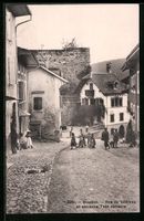 Moudon, Rue du Chateau et ancienne Tour 