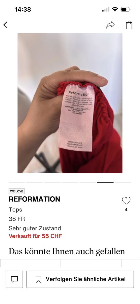 Reformation Tops: Reformation Oberteil rot  – D'occasion à burgdorf par meinsunddeins 5
