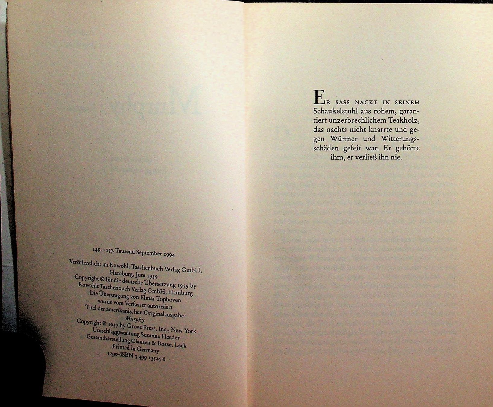 Livres: Samuel Becket Murphy TB  Rowohlt  1994 – D'occasion à Reitnau par Zaomir 4