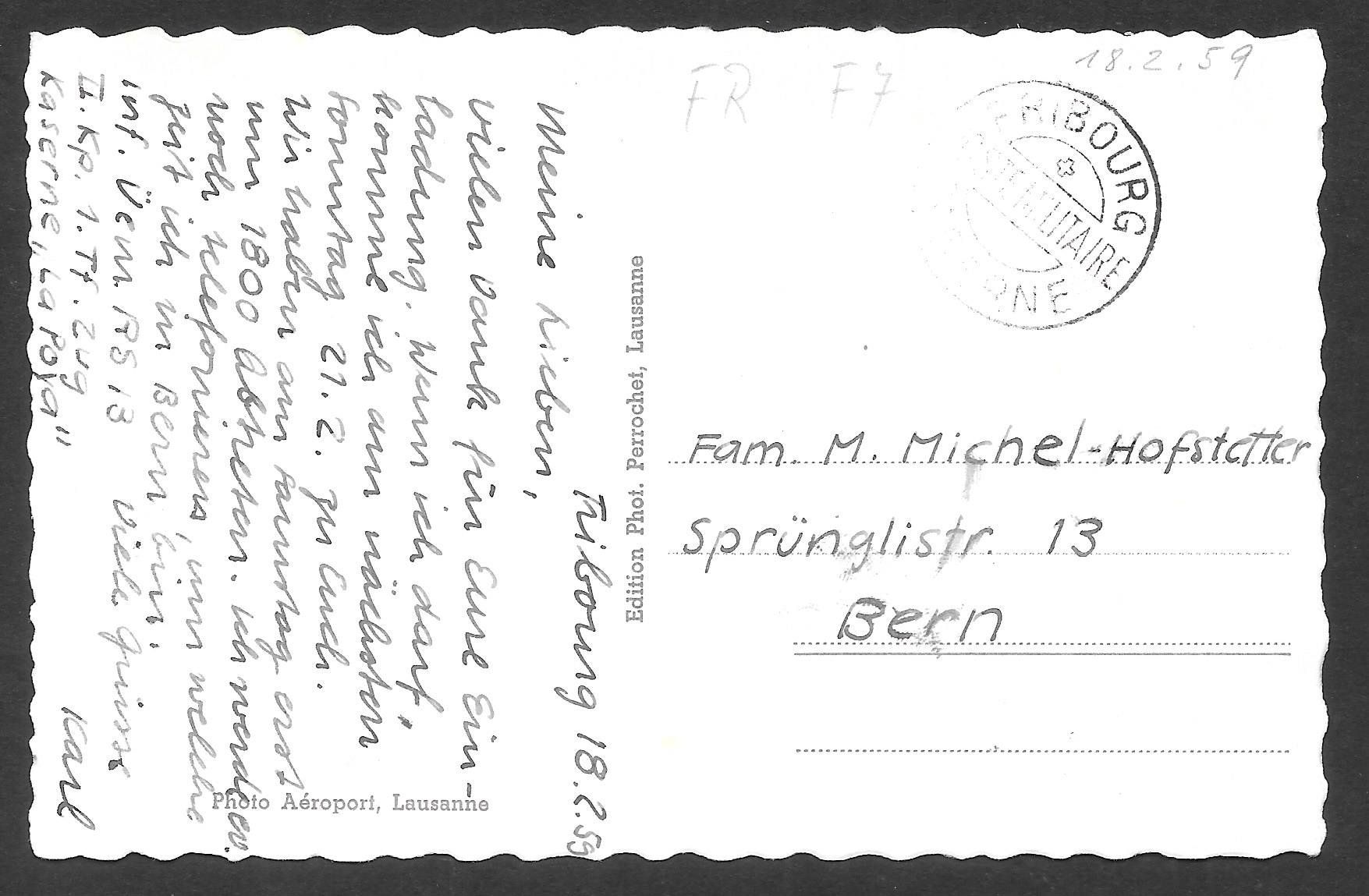Cartoline postali: Fribourg vue d' avion Feldpoststempel – Usato da Olten venduto da clotaldi 1