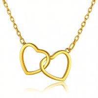 collana,Halskette mit Doppelherz Anhänger - 87729, vergoldet
