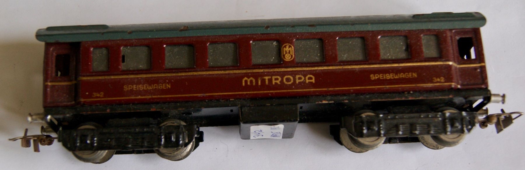 Märklin Modellini di ferrovie: Wagon restaurant Mitropa, Marklin 342 de 1935 – Usato da Morrens VD venduto da alain50