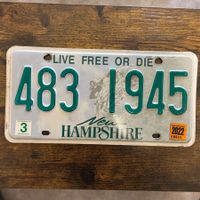 🇺🇸 U.S. Autoschild, New Hampshire 483 1945 - ORIGINAL 
