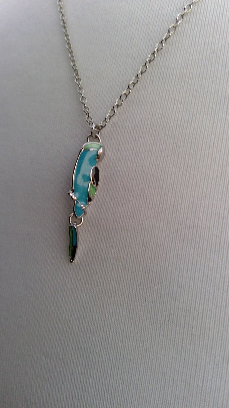 Catenine: Collier avec pendentif PERROQUET bleu turquoise, NEUF – Nuovo e nell'imballaggio originale da Agiez venduto da chouchanelle 3