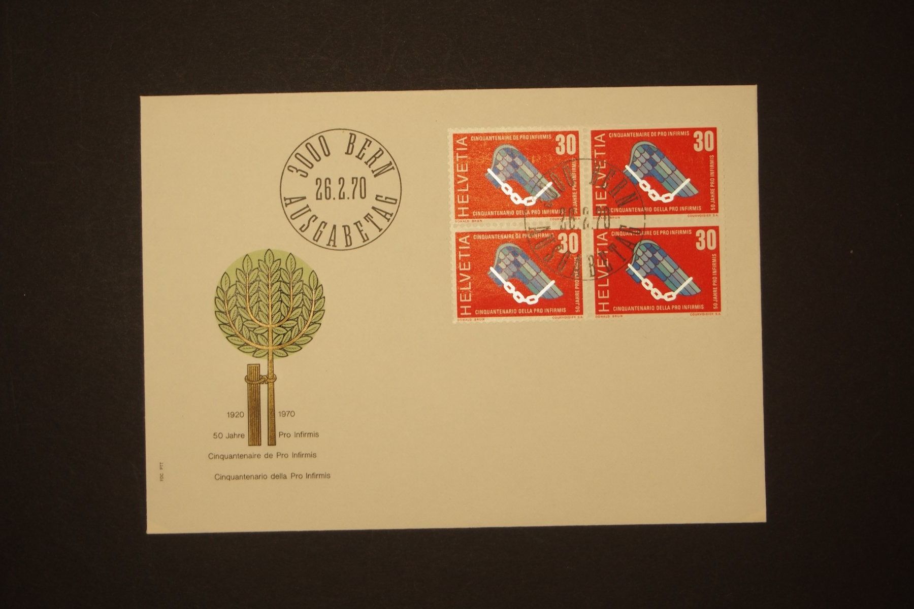 Tutti i francobolli: 1970 Erstagsausgabe 4 er Block – Usato da Solothurn venduto da and_fxw5
