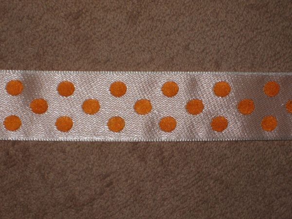 Nastri decorativi: Band Polyamid beige mit orangen Punkten – Nuovo e nell'imballaggio originale da Füllinsdorf venduto da Schlupp 1