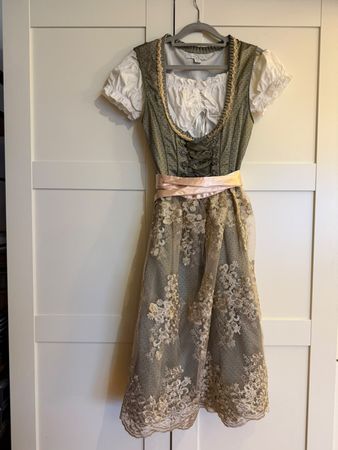Dirndl Viva Damen Kleid grün mit Schürze, neuwertig, Gr. 38