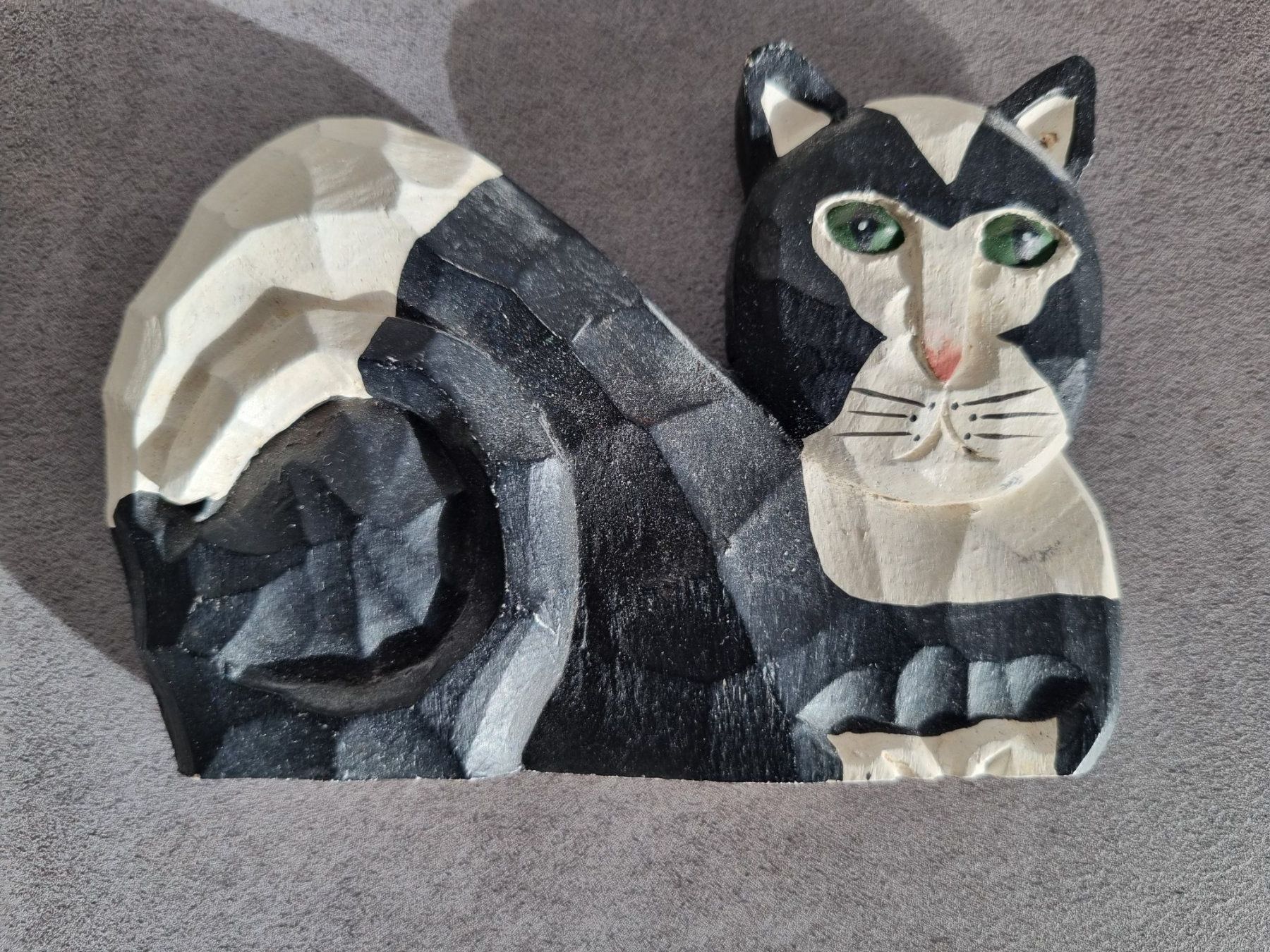 Statuette: Holz-Katze, handgeschnitzt, signiert James Haddon – Usato da Lenzburg venduto da freedomky 1