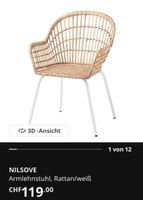 IKEA Nilsove Armlehnstuhl Rattan/weiss