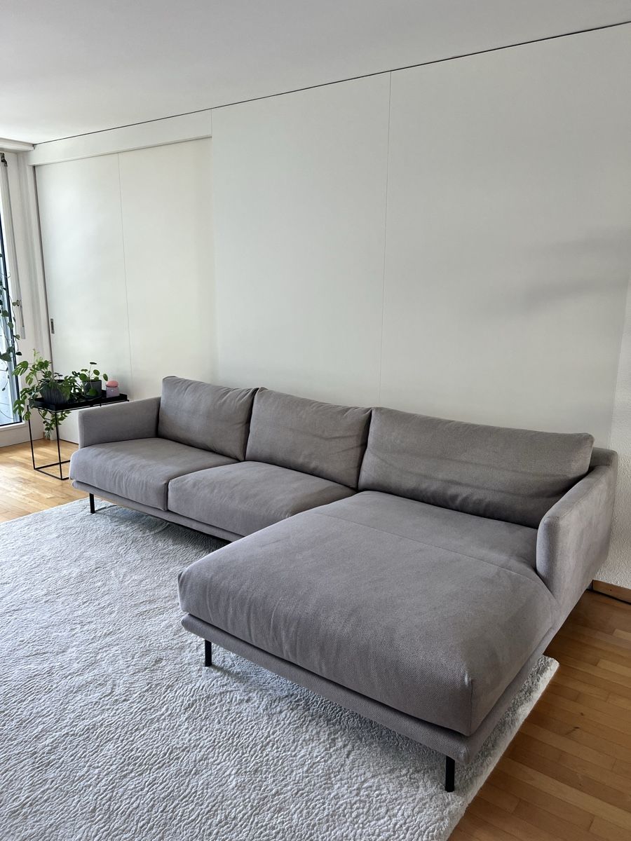 Divani: Ecksofa, L-Form, Longchaise rechts, hellgrau, Stoff – Usato da Zürich venduto da Mariesieger