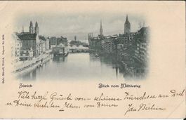 Karte Zürich (Blick vom Mühlesteg 1899)